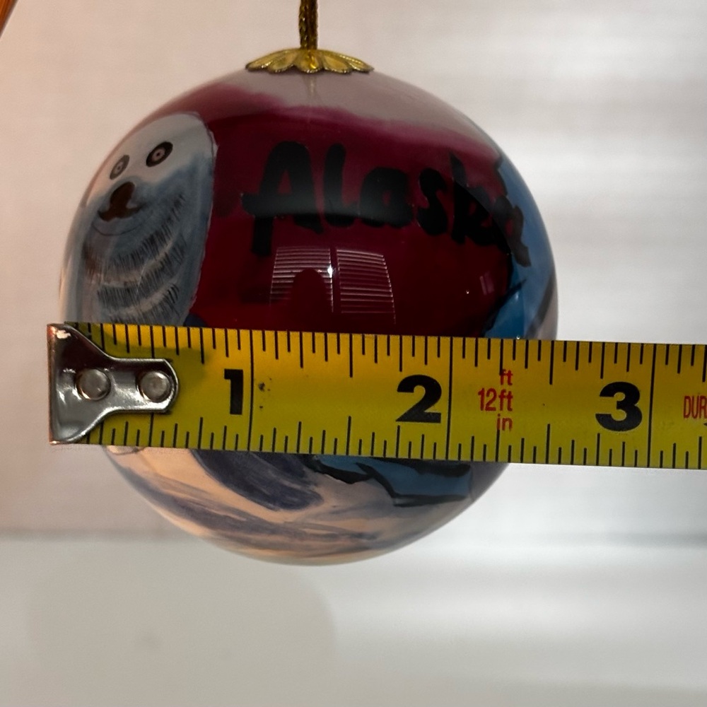 Inside Reverse Hand Painted Glass Ball Ornament Alaska White Seal - Picture 10 of 10